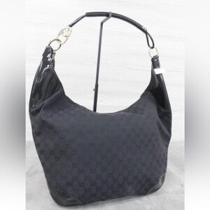 Gucci Black Hobo Bag with Gold Accents